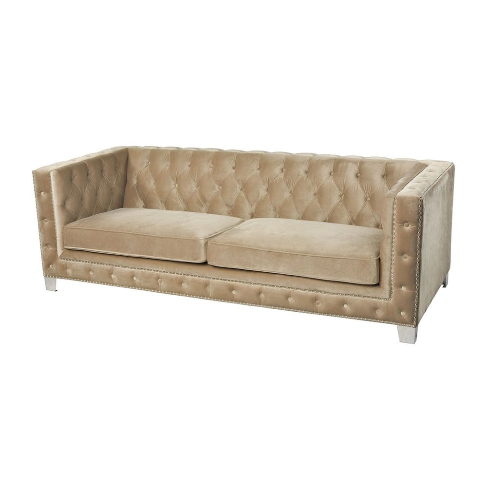 Atlas Concepcion Sofa - Elegant Champagne Gold Velvet with Chrome Accents for Luxurious Living Spaces SE11012-01
