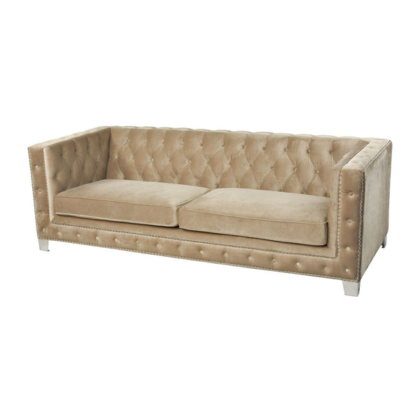 Atlas Concepcion Sofa - Elegant Champagne Gold Velvet with Chrome Accents for Luxurious Living Spaces SE11012-01