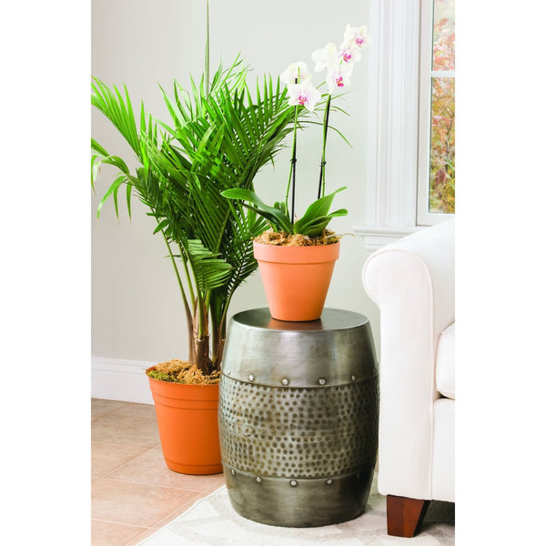 Atlas Corwell Antique Nickel Accent Stool - Versatile Metal Side Table for Modern & Industrial Spaces SE11013-01