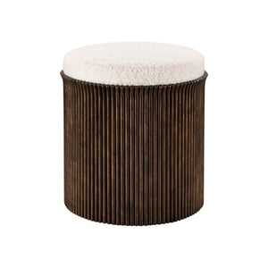 Atlas Daphne Stool - Sculptural Aged Bronze Accent with Plush White Bouclé Top for Stylish Versatility SE11016-01