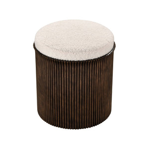 Atlas Daphne Stool - Sculptural Aged Bronze Accent with Plush White Bouclé Top for Stylish Versatility SE11016-01