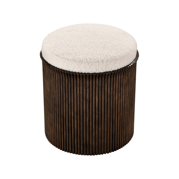 Atlas Daphne Stool - Sculptural Aged Bronze Accent with Plush White Bouclé Top for Stylish Versatility SE11016-01