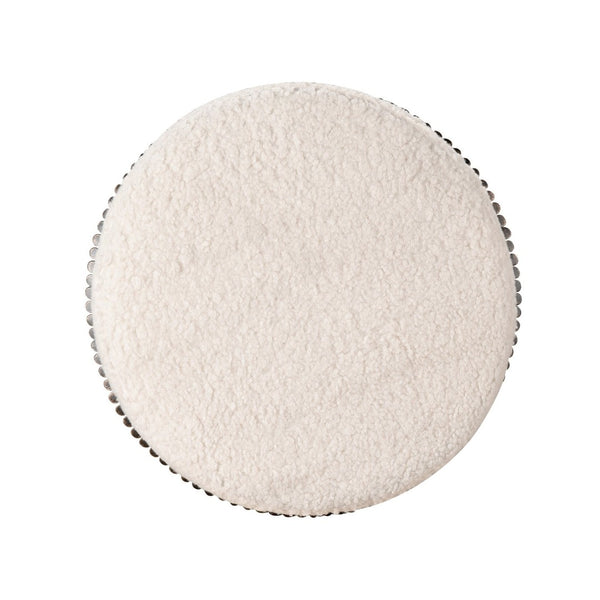 Atlas Daphne Stool - Sculptural Aged Bronze Accent with Plush White Bouclé Top for Stylish Versatility SE11016-01