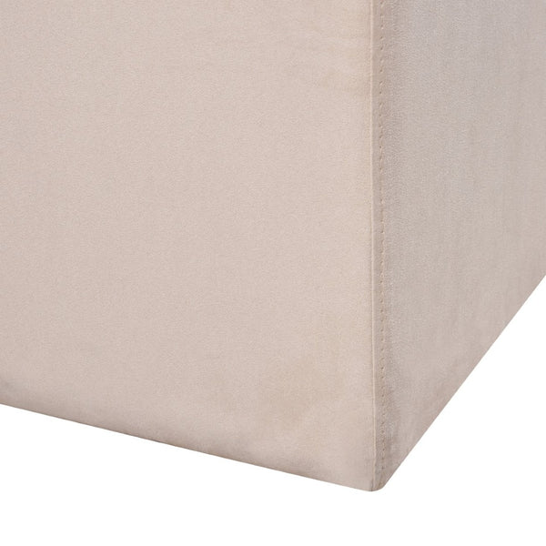 Atlas Hartman Stool - Luxurious Beige Velvet Accent Cube with Leather Handle for Modern Spaces SE11023-01