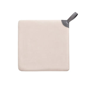 Atlas Hartman Stool - Luxurious Beige Velvet Accent Cube with Leather Handle for Modern Spaces SE11023-01