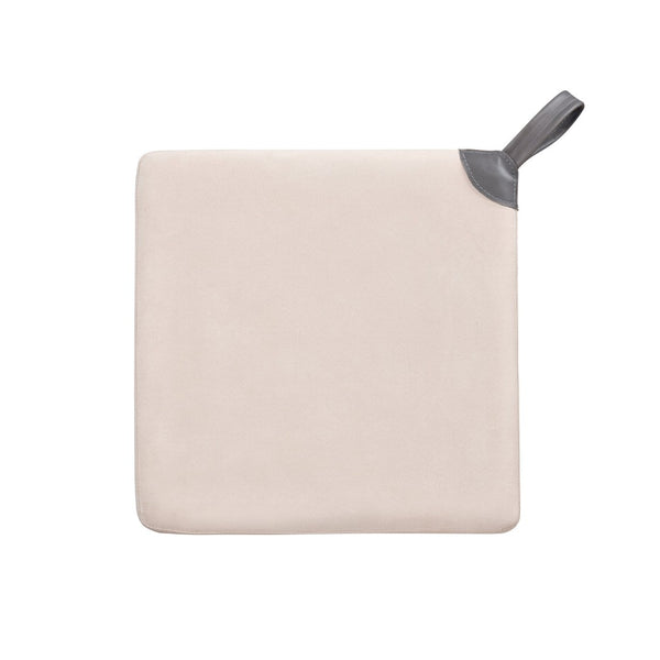 Atlas Hartman Stool - Luxurious Beige Velvet Accent Cube with Leather Handle for Modern Spaces SE11023-01