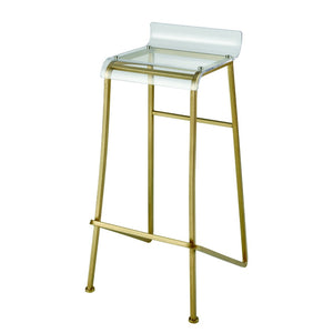 Atlas Hyperion Bar Stool - Chic Clear Acrylic Seat with Gold Tapered Legs for Modern Glamour & Comfort SE11025-01