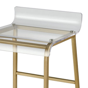 Atlas Hyperion Bar Stool - Chic Clear Acrylic Seat with Gold Tapered Legs for Modern Glamour & Comfort SE11025-01