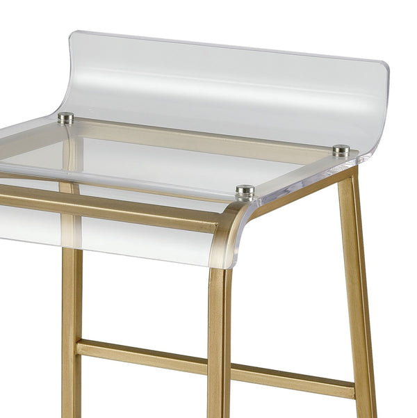 Atlas Hyperion Bar Stool - Chic Clear Acrylic Seat with Gold Tapered Legs for Modern Glamour & Comfort SE11025-01
