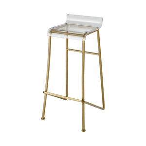 Atlas Hyperion Bar Stool - Chic Clear Acrylic Seat with Gold Tapered Legs for Modern Glamour & Comfort SE11025-01