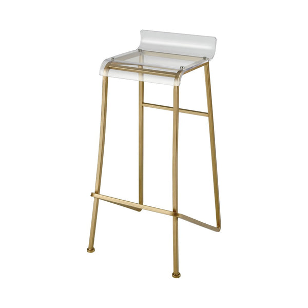 Atlas Hyperion Bar Stool - Chic Clear Acrylic Seat with Gold Tapered Legs for Modern Glamour & Comfort SE11025-01