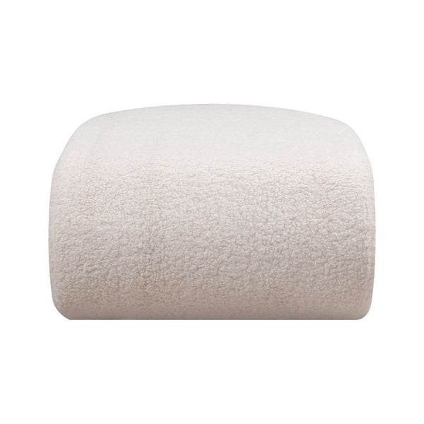 Atlas Keeler Pouf - Sculptural White Boucle Accent for Cozy Seating, Footrest, and Stylish Room Decor SE11029-01