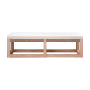 Atlas Latham Bench - Light Oak Coastal Charm with White Boucle Upholstery for Versatile Home Seating SE11034-01