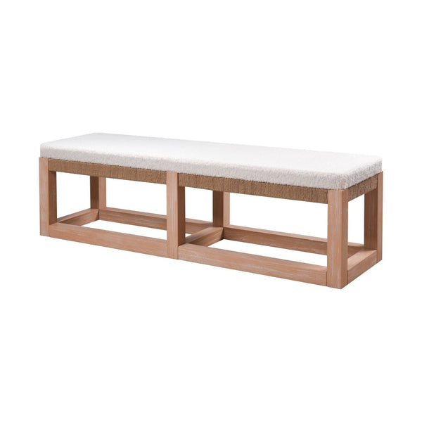 Atlas Latham Bench - Light Oak Coastal Charm with White Boucle Upholstery for Versatile Home Seating SE11034-01