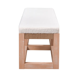 Atlas Latham Bench - Light Oak Coastal Charm with White Boucle Upholstery for Versatile Home Seating SE11034-01