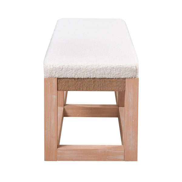 Atlas Latham Bench - Light Oak Coastal Charm with White Boucle Upholstery for Versatile Home Seating SE11034-01