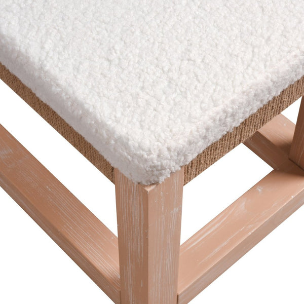 Atlas Latham Bench - Light Oak Coastal Charm with White Boucle Upholstery for Versatile Home Seating SE11034-01