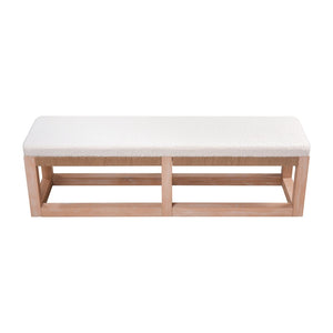 Atlas Latham Bench - Light Oak Coastal Charm with White Boucle Upholstery for Versatile Home Seating SE11034-01