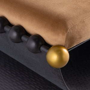 Atlas Layla Accent Stool - Art Deco Elegance in Blackened Bronze with Luxurious Camel Velvet Comfort SE11035-01