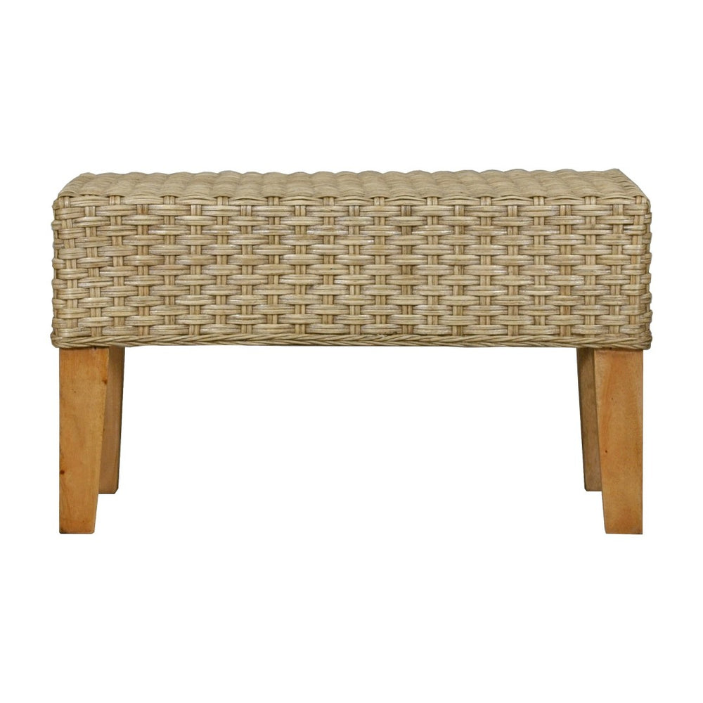 Atlas Lemoni Handcrafted Coastal Bench - Woven Rattan Seat with Solid Wood Legs for Stylish Versatility SE11036-01