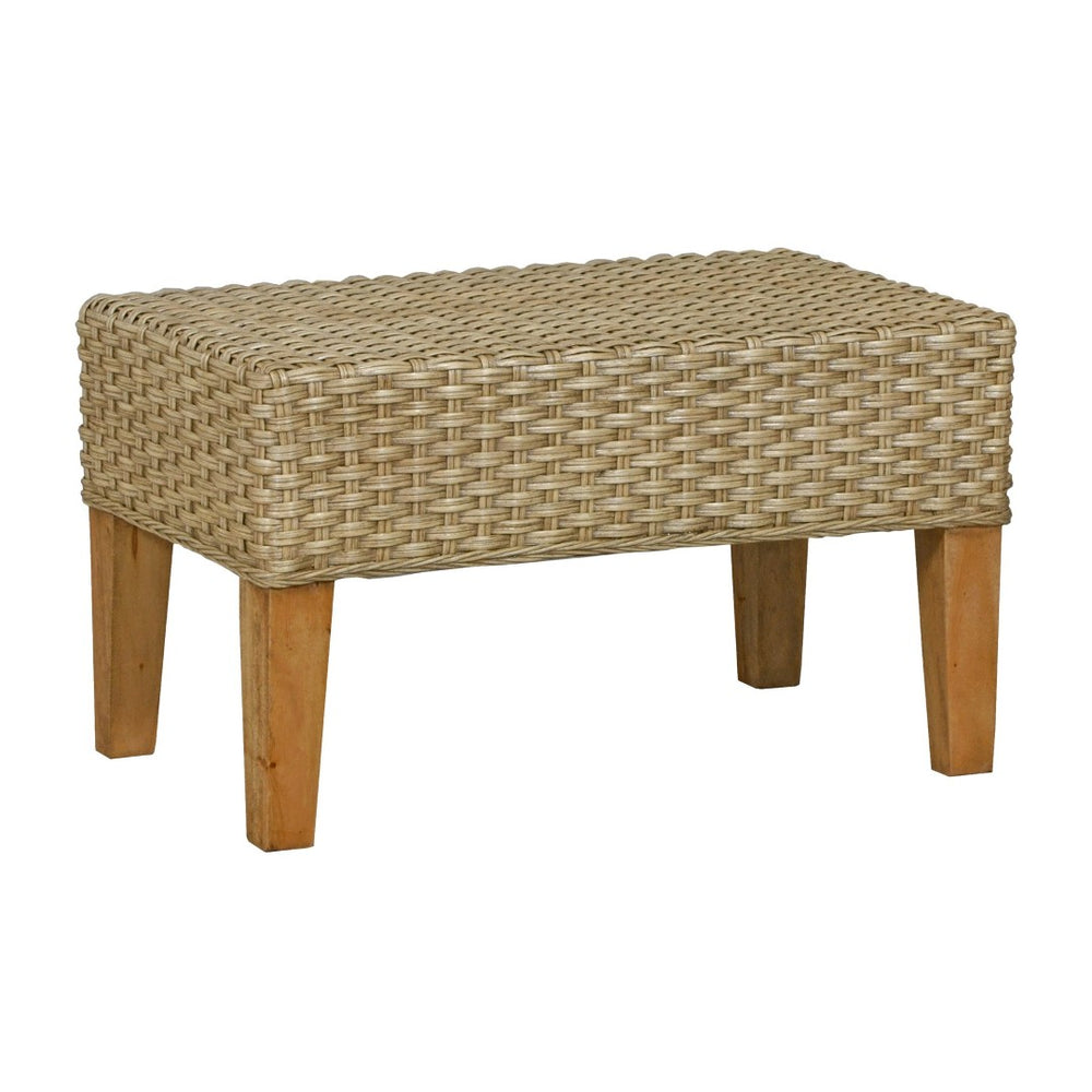 Atlas Lemoni Handcrafted Coastal Bench - Woven Rattan Seat with Solid Wood Legs for Stylish Versatility SE11036-01
