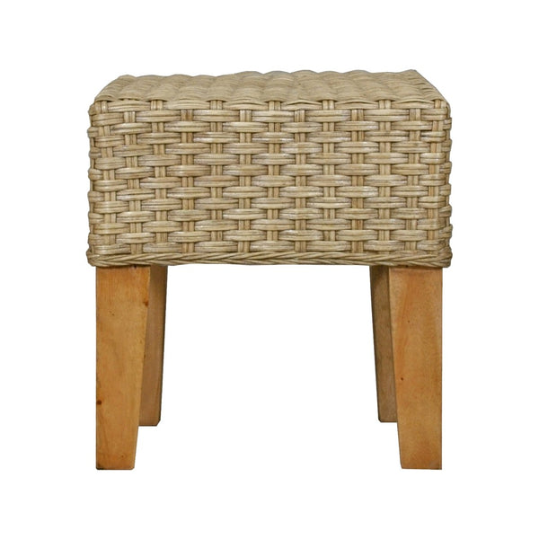 Atlas Lemoni Handcrafted Coastal Bench - Woven Rattan Seat with Solid Wood Legs for Stylish Versatility SE11036-01