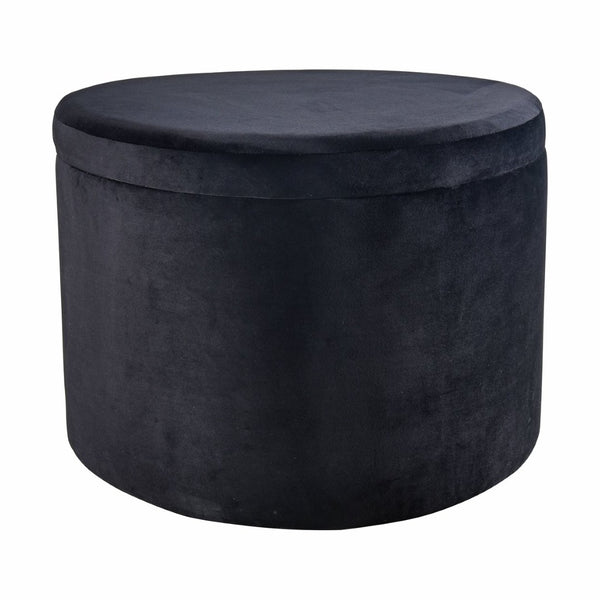 Atlas Linder Storage Ottoman - Stylish Drum-Shaped Design with Removable Lid for Versatile Home Storage Black SE11037-01