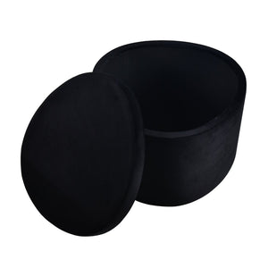 Atlas Linder Storage Ottoman - Stylish Drum-Shaped Design with Removable Lid for Versatile Home Storage Black SE11037-01