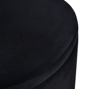 Atlas Linder Storage Ottoman - Stylish Drum-Shaped Design with Removable Lid for Versatile Home Storage Black SE11037-01