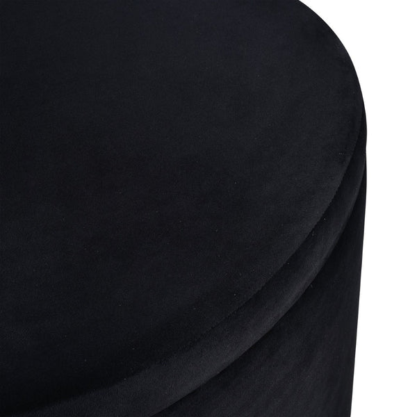 Atlas Linder Storage Ottoman - Stylish Drum-Shaped Design with Removable Lid for Versatile Home Storage Black SE11037-01