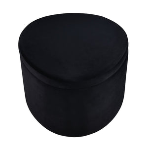 Atlas Linder Storage Ottoman - Stylish Drum-Shaped Design with Removable Lid for Versatile Home Storage Black SE11037-01