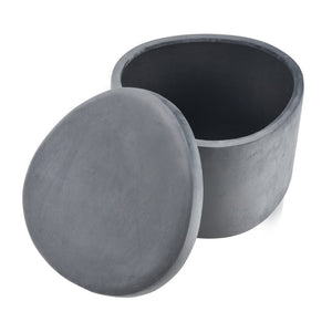 Atlas Linder Storage Ottoman - Stylish Drum-Shaped Design with Removable Lid for Versatile Home Storage Charcoal SE11037-02
