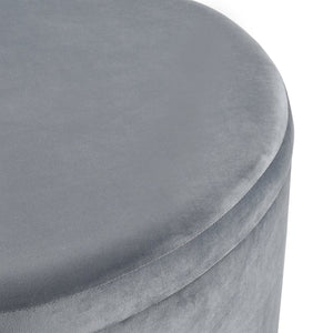 Atlas Linder Storage Ottoman - Stylish Drum-Shaped Design with Removable Lid for Versatile Home Storage Charcoal SE11037-02