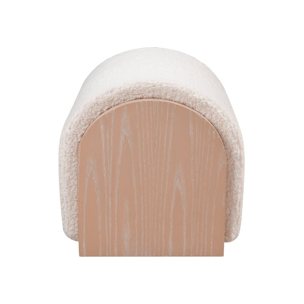 Atlas Marko Stool - Modern Bouclé Accent Seat with Light Oak Finish for Cozy Living Room Style and Versatility SE11038-01