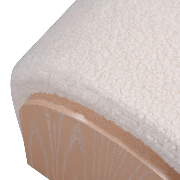 Atlas Marko Stool - Modern Bouclé Accent Seat with Light Oak Finish for Cozy Living Room Style and Versatility SE11038-01