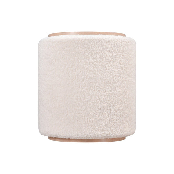 Atlas Marko Stool - Modern Bouclé Accent Seat with Light Oak Finish for Cozy Living Room Style and Versatility SE11038-01