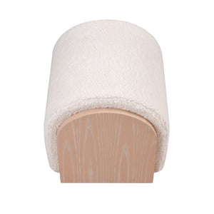 Atlas Marko Stool - Modern Bouclé Accent Seat with Light Oak Finish for Cozy Living Room Style and Versatility SE11038-01