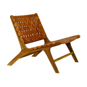 Atlas Marty Chair - Mid-Century Scandinavian Accent Chair with Durable Leather & Teak Frame for Elegance SE11039-01