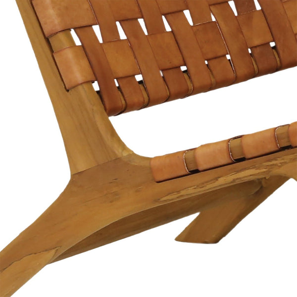 Atlas Marty Chair - Mid-Century Scandinavian Accent Chair with Durable Leather & Teak Frame for Elegance SE11039-01