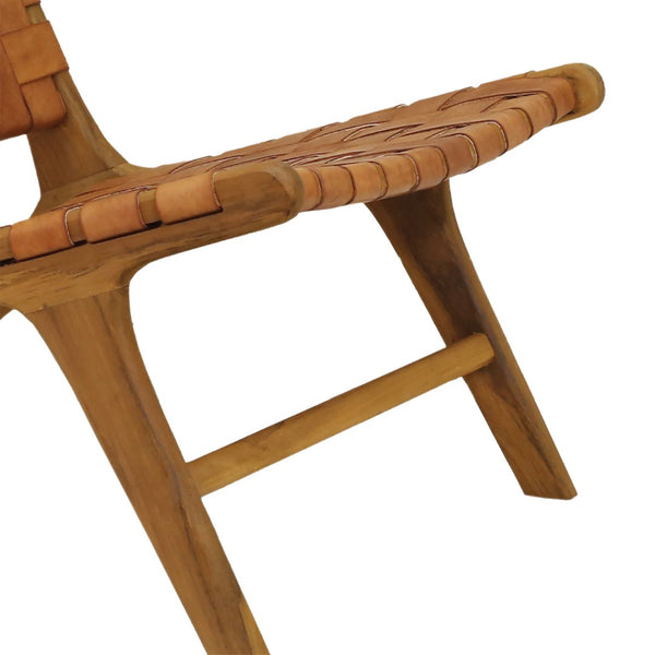 Atlas Marty Chair - Mid-Century Scandinavian Accent Chair with Durable Leather & Teak Frame for Elegance SE11039-01