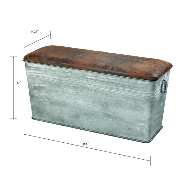 Atlas Norfolk Bench - Versatile Galvanized Metal Seating for Entryways, Bedrooms & Stylish Decor Solutions SE11040-01