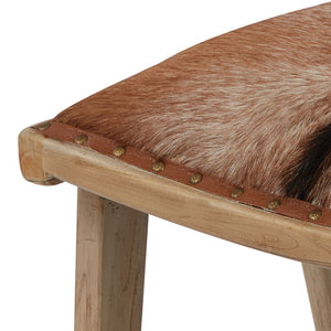 Atlas Organic Modern Ottoman - Elegant Hair-On Leather and Solid Wood Base for Chic, Versatile Comfort SE11044-01