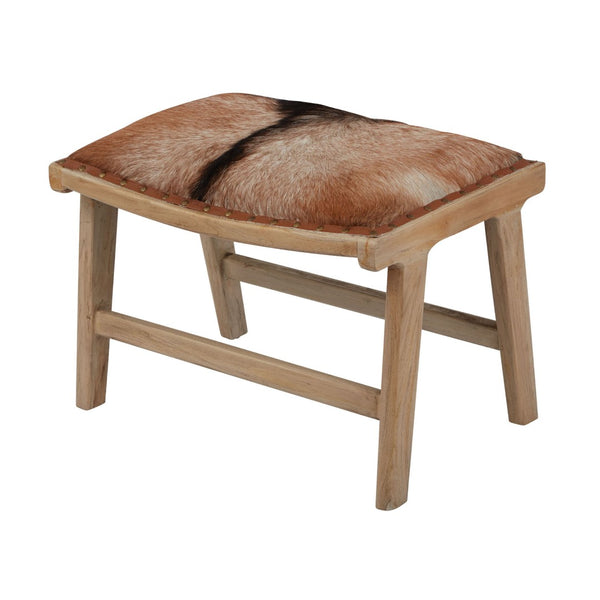 Atlas Organic Modern Ottoman - Elegant Hair-On Leather and Solid Wood Base for Chic, Versatile Comfort SE11044-01