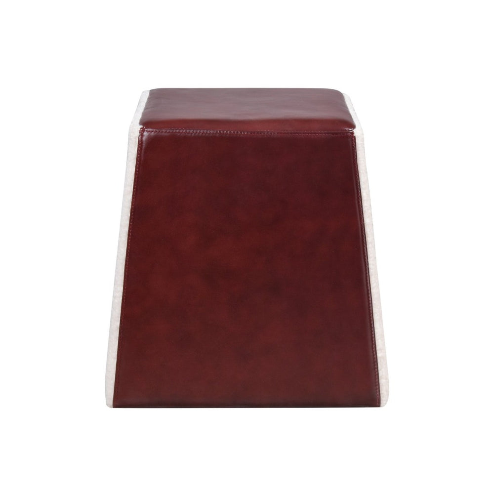 Atlas Polina Stool - Sculptural Brown Leather & Boucle Accent for Modern Living Rooms & Bedrooms SE11047-01