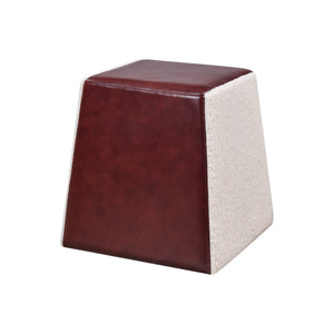 Atlas Polina Stool - Sculptural Brown Leather & Boucle Accent for Modern Living Rooms & Bedrooms SE11047-01