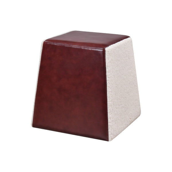 Atlas Polina Stool - Sculptural Brown Leather & Boucle Accent for Modern Living Rooms & Bedrooms SE11047-01