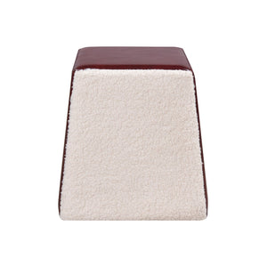 Atlas Polina Stool - Sculptural Brown Leather & Boucle Accent for Modern Living Rooms & Bedrooms SE11047-01