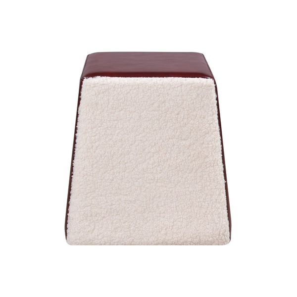 Atlas Polina Stool - Sculptural Brown Leather & Boucle Accent for Modern Living Rooms & Bedrooms SE11047-01