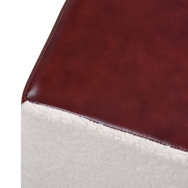 Atlas Polina Stool - Sculptural Brown Leather & Boucle Accent for Modern Living Rooms & Bedrooms SE11047-01