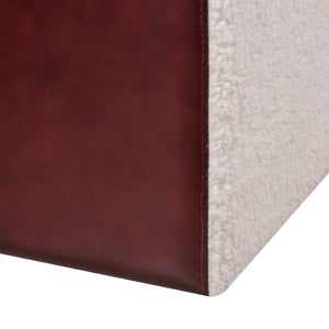 Atlas Polina Stool - Sculptural Brown Leather & Boucle Accent for Modern Living Rooms & Bedrooms SE11047-01